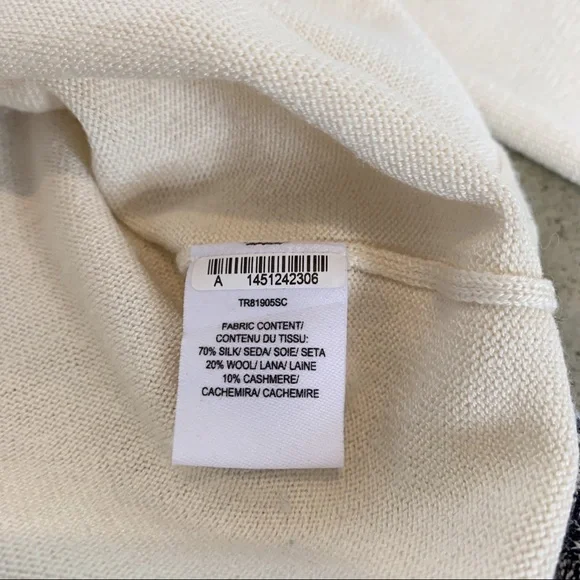 10 Crosby Derek Lam V-Neck Asymmetrical Silk, Wool & Cashmere Sweater - Picture 4 of 6